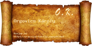 Orgovics Károly névjegykártya