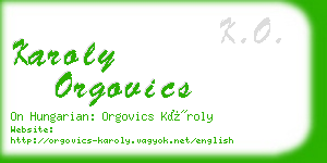 karoly orgovics business card
